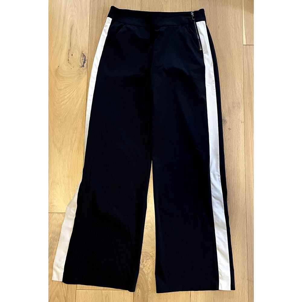 Athleta Wide Leg Tuxedo Pant white stripe size 2